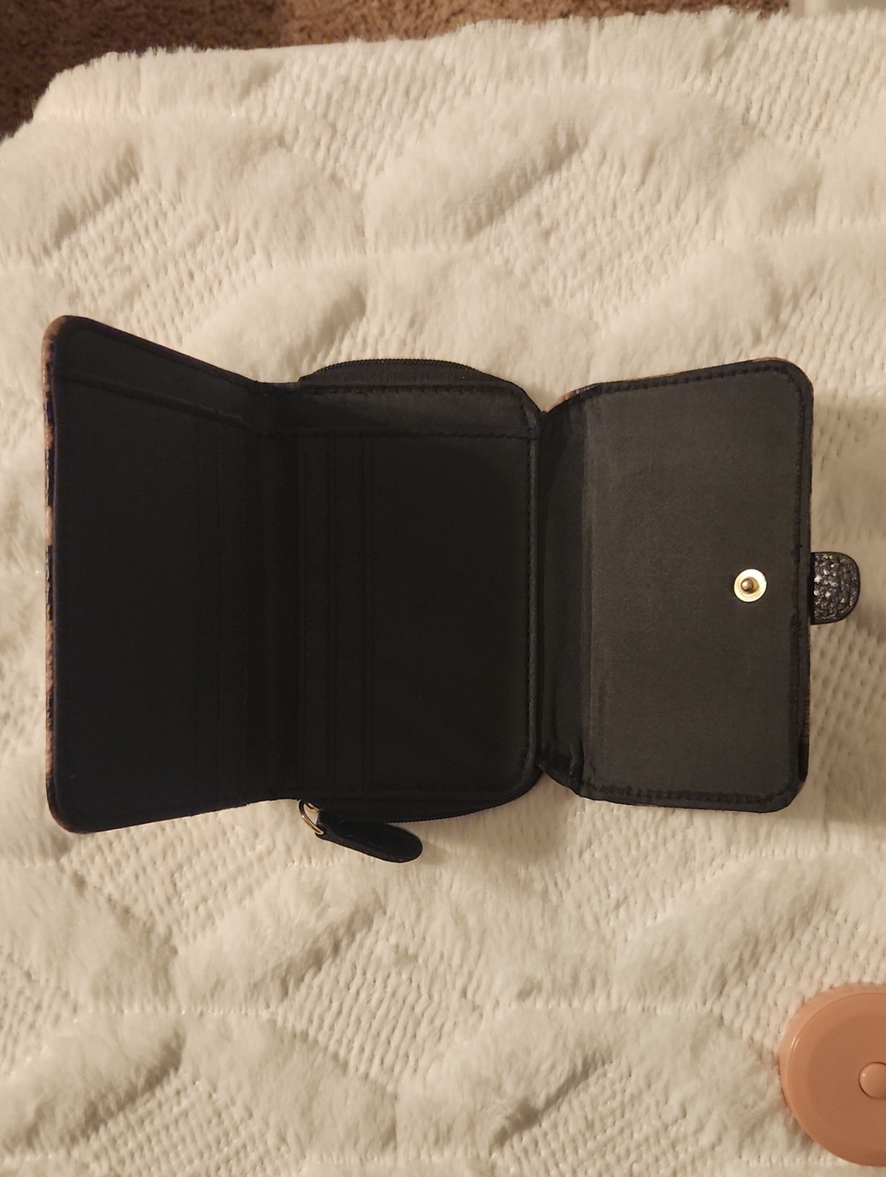 Leopard Print Compact Wallet with Buckle Accent - Picture 5 of 5